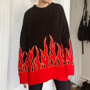 Fire Flames Knit Sweater